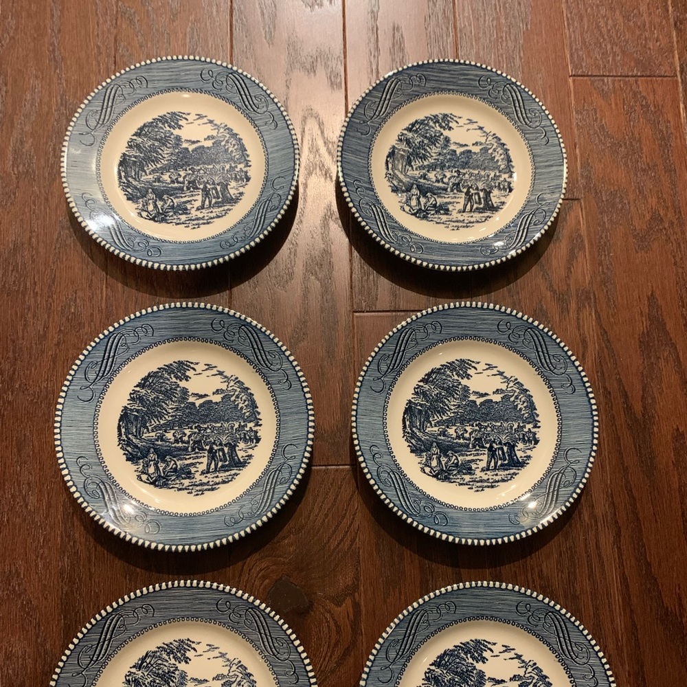 Currier & Ives Blue and White saucers